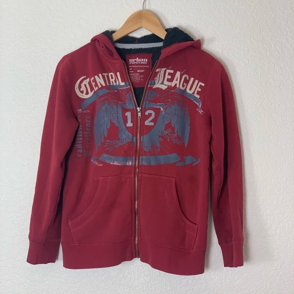 Urban Pipeline | Thick printed logo sweatshirt zip front hoodie youth sz medium